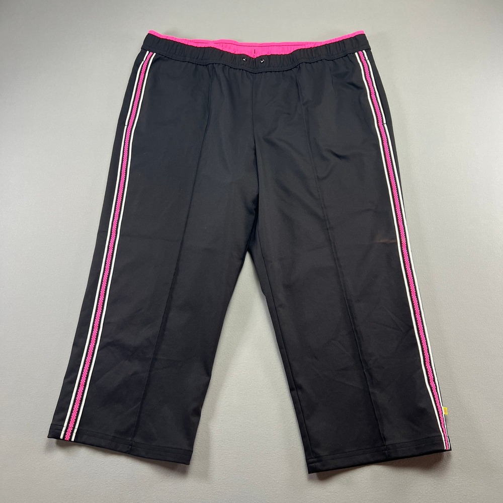 Made For Life Track Pants Women Large Black Pink Striped Athleisure Gym Training